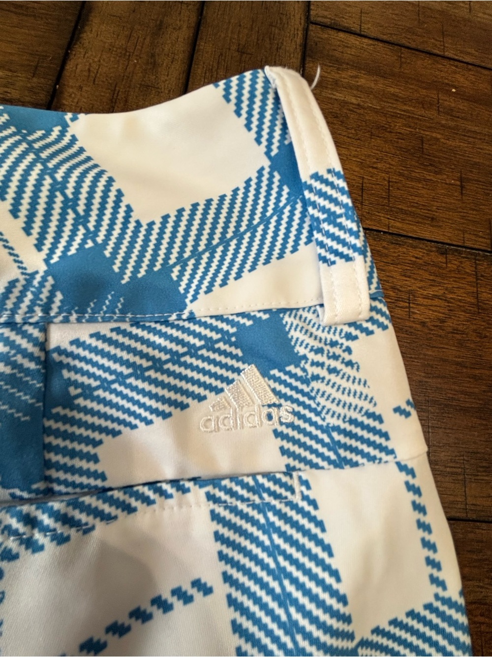 adidas Blue and White Plaid Women’s Bermuda Shorts - Picture 6 of 9